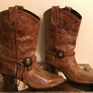 Oak Tree Farms Brown Leather Cowboy Boots 9